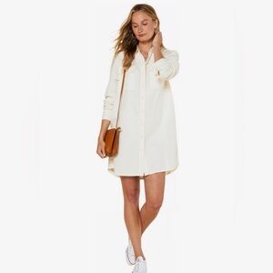 OUTERKNOWN LONG SLEEVE DRESS BUTTON UP SHIRT CREAM COZY DRESS NWT SMALL